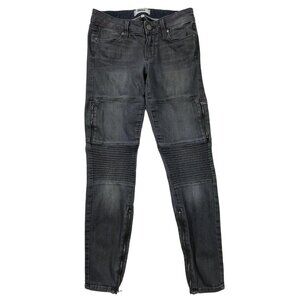 Paige Demi Skinny Moto Womens Jeans Size 24 Gray Zip Ankles Pockets